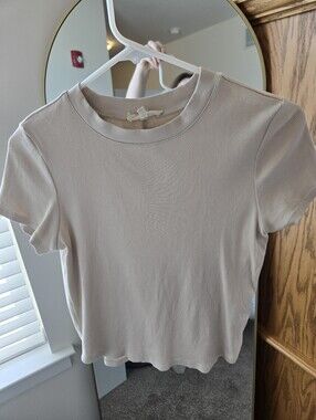 Madewell Ribbed Crop Tee Tan Size Small